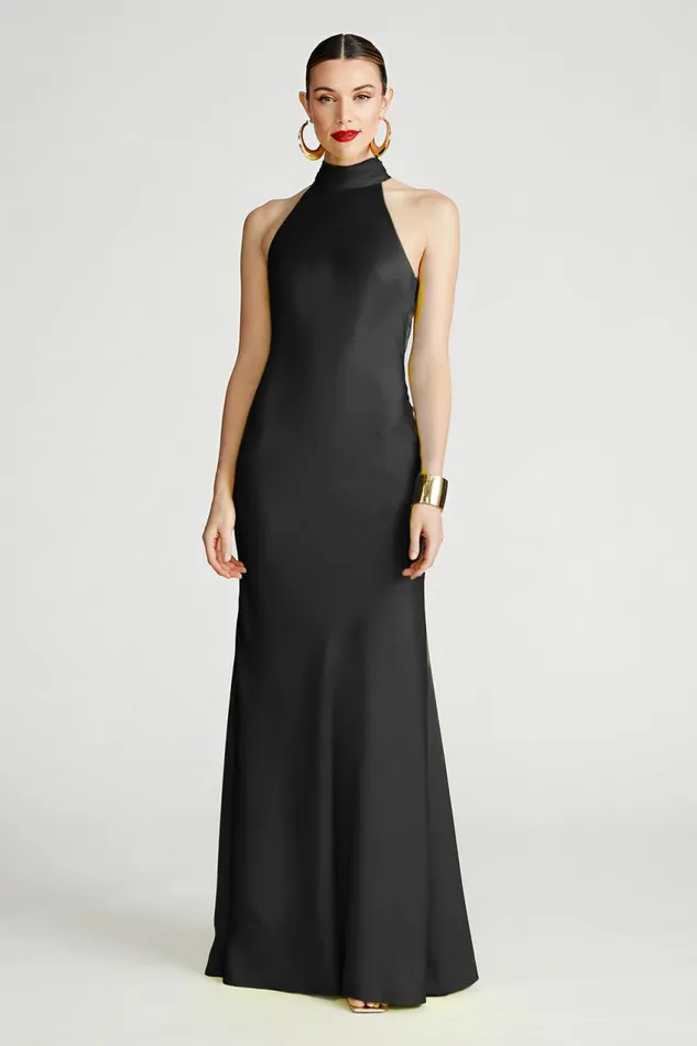 Gowns Women Halston Speranza Gown In Satin Black