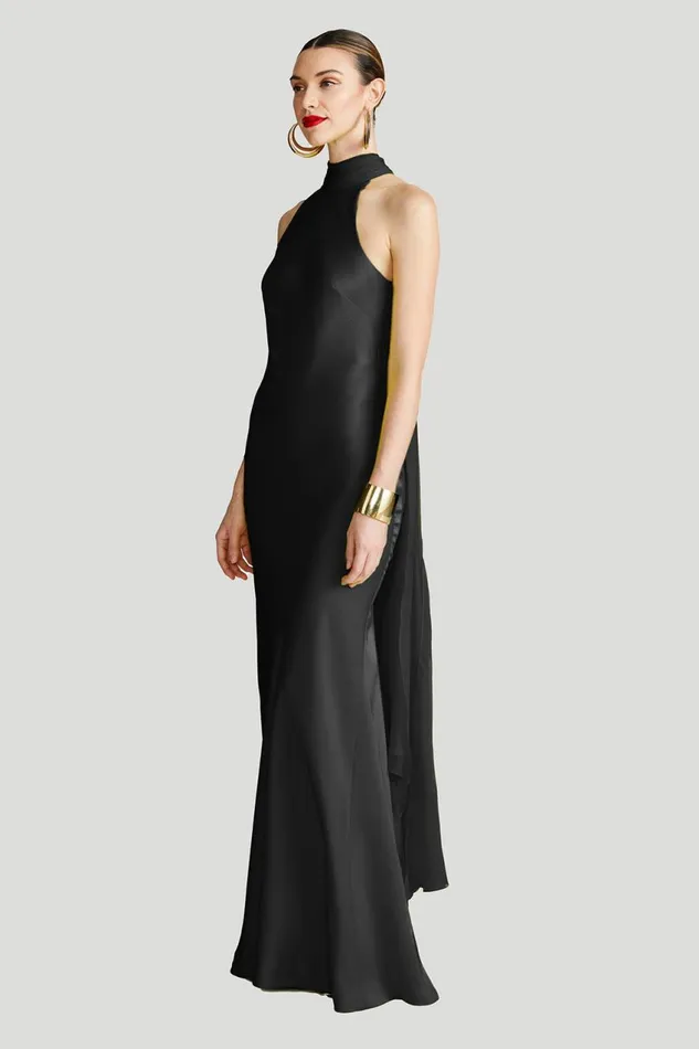 Gowns Women Halston Speranza Gown In Satin Black