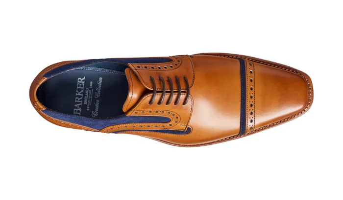 Haig 8211 Cedar Calf Blue Suede Men Barker Shoes Mens Derbys