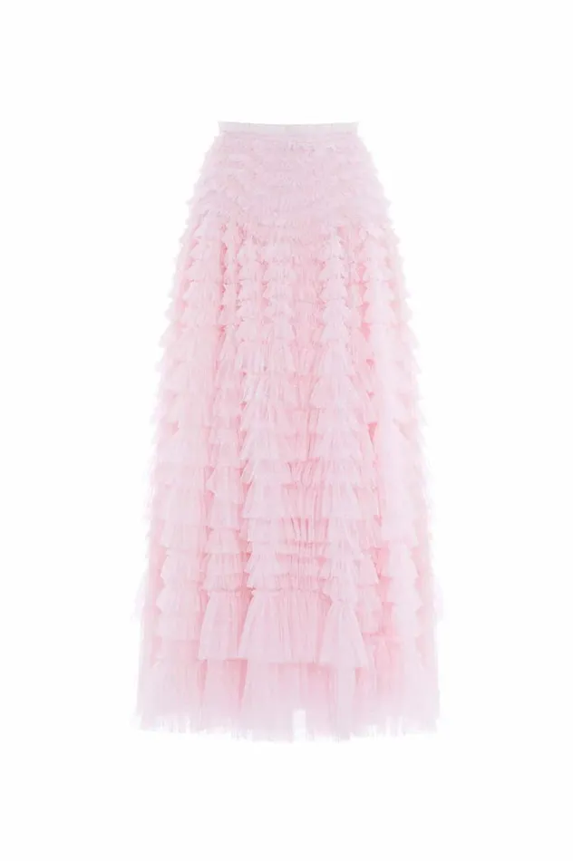 Hattie Ruffle Ankle Skirt Pink Women Needle and Thread Skirts