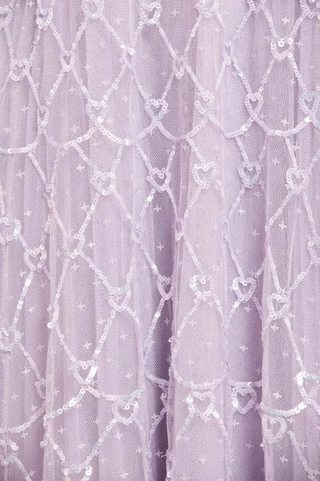 Heart Lattice Ankle Gown Purple Women Needle and Thread Dresses