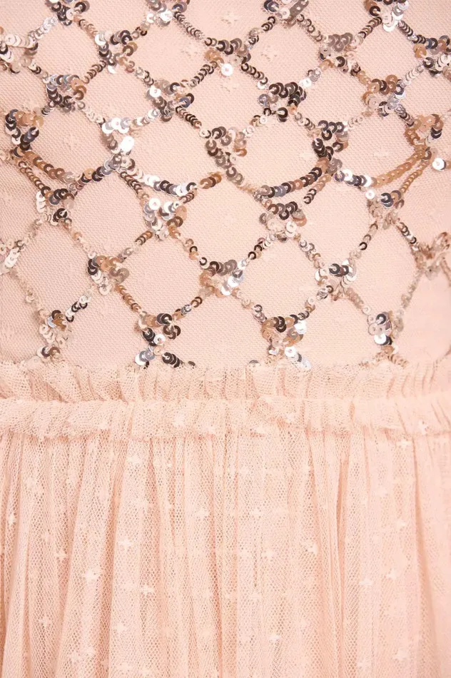 Heart Lattice Bodice Cape Ankle Gown Beige Women Needle and Thread Dresses