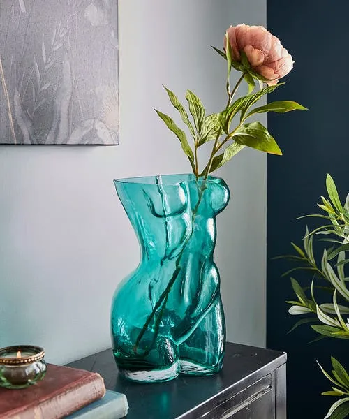 Home Accessories Homeware Beautiful Body Glass Vase Teal Joebrowns