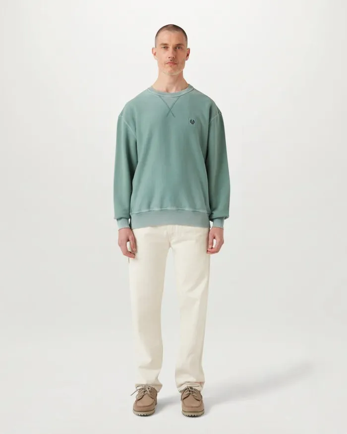 Hoodies and Sweatshirts Men Belstaff Hockley Crewneck Sweatshirt Oil Blue Hoodies and Sweatshirts Men Belstaff Hockley Crewneck Sweatshirt Oil Blue