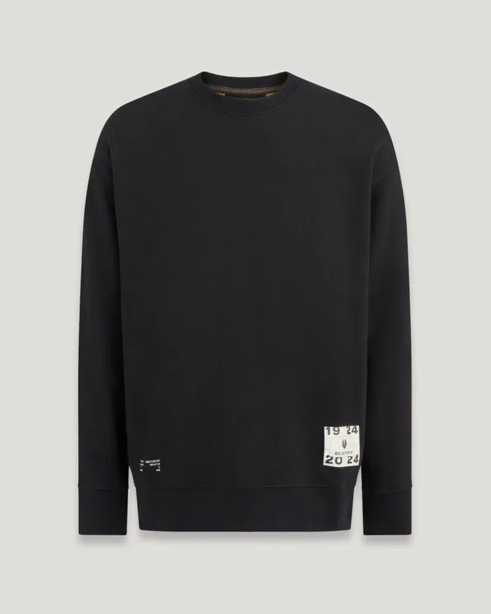 Hoodies and Sweatshirts Women Belstaff Centenary Micro Logo Sweatshirt Black British Khaki