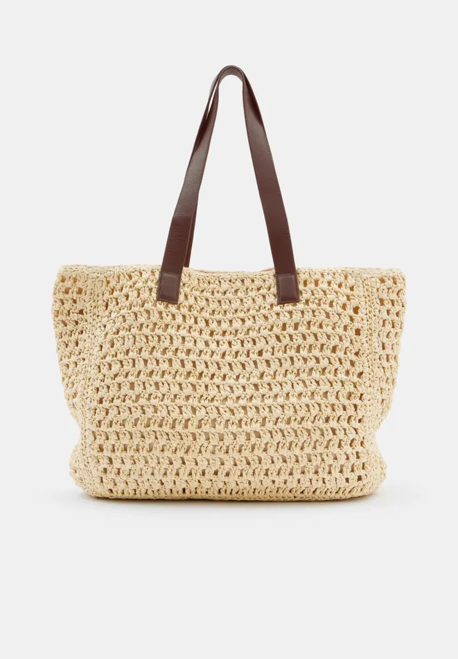 Hush Bags Women Natasha Straw Leather Tote Bag Natural