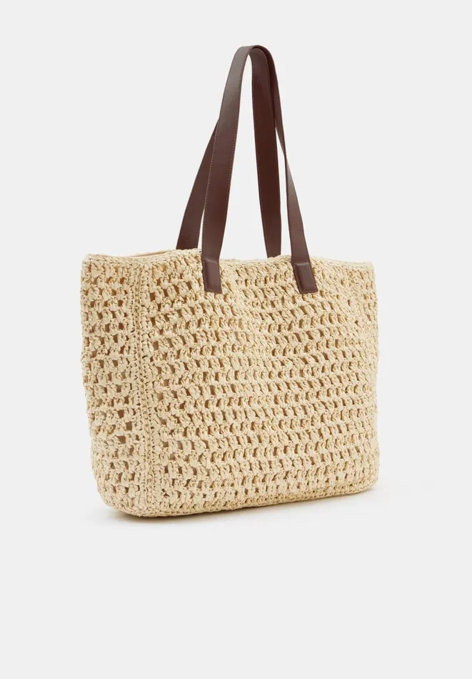 Hush Bags Women Natasha Straw Leather Tote Bag Natural Hush Bags Women Natasha Straw Leather Tote Bag Natural