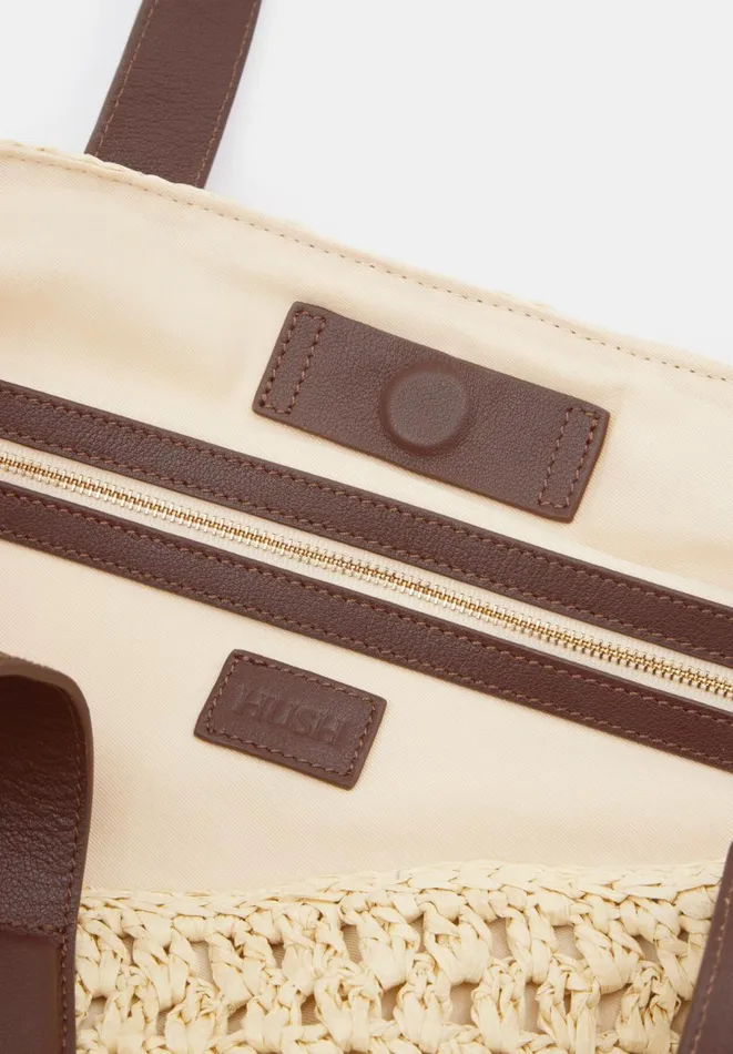 Hush Bags Women Natasha Straw Leather Tote Bag Natural Hush Bags Women Natasha Straw Leather Tote Bag Natural