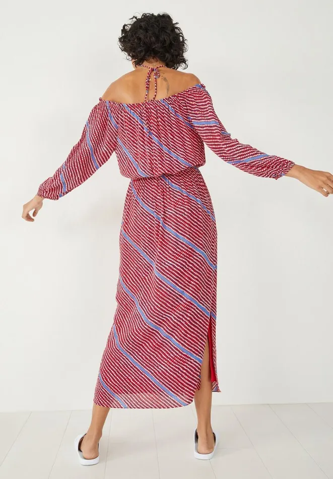 Hush Dresses Women Amy OffShoulder Midi Dress Diagonal Dots Multi Hush Dresses Women Amy OffShoulder Midi Dress Diagonal Dots Multi
