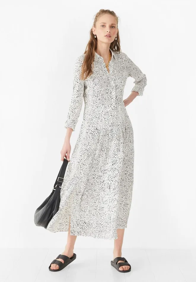 Hush Dresses Women Demi Shirt Dress Speckled Dots Ecru