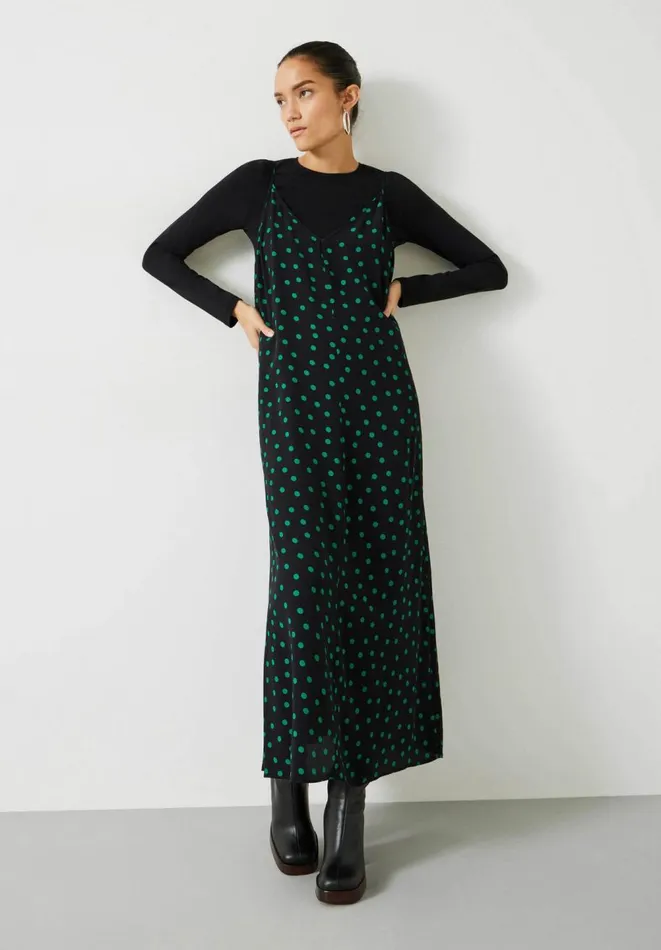 Hush Dresses Women Eloise Polka Dot Maxi Slip Dress Polka Dots Green