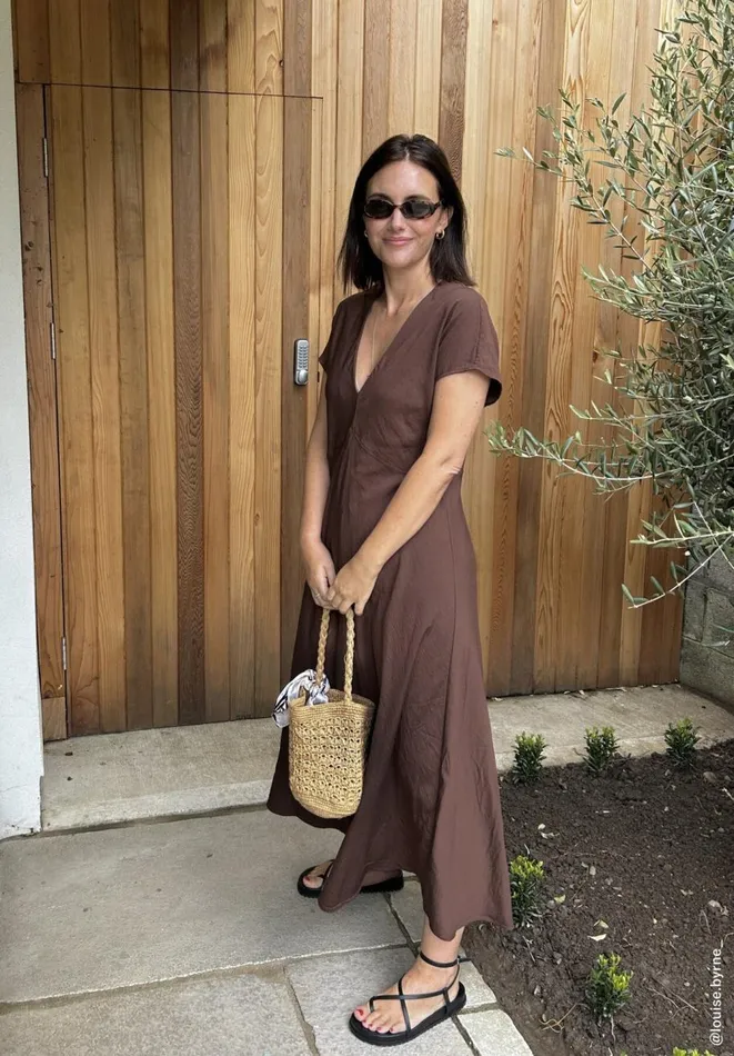 Hush Dresses Women Grace V Neck Midaxi Dress Brown