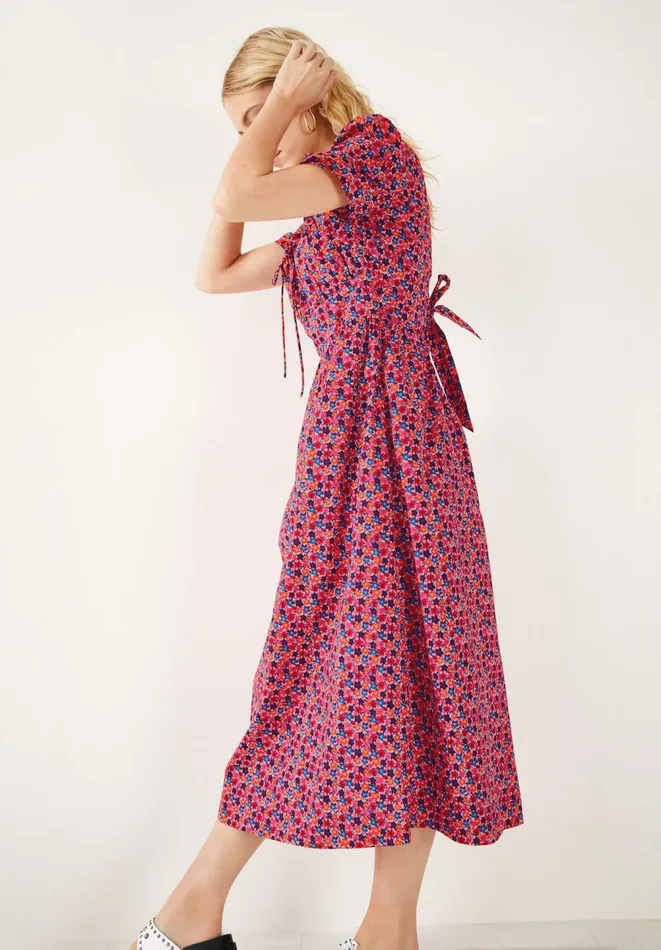 Hush Dresses Women Issy Prairie Midi Dress Retro Floral Pinks