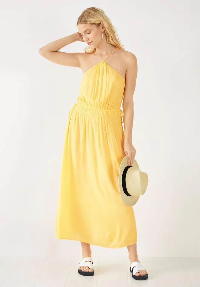 Hush Dresses Women Jade Halter Midi Dress Pale Yellow