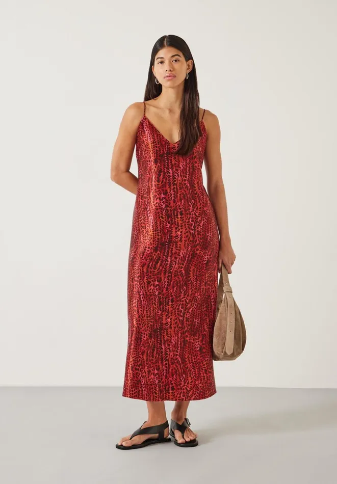 Hush Dresses Women Leanne Slip Maxi Dress Watercolour Animal Red