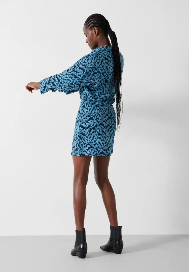 Hush Dresses Women Maia Printed Mini Utility Dress Mono Texture Blue Hush Dresses Women Maia Printed Mini Utility Dress Mono Texture Blue