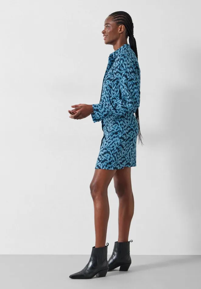 Hush Dresses Women Maia Printed Mini Utility Dress Mono Texture Blue Hush Dresses Women Maia Printed Mini Utility Dress Mono Texture Blue