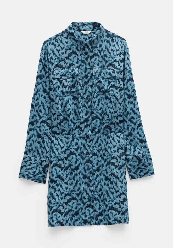 Hush Dresses Women Maia Printed Mini Utility Dress Mono Texture Blue Hush Dresses Women Maia Printed Mini Utility Dress Mono Texture Blue
