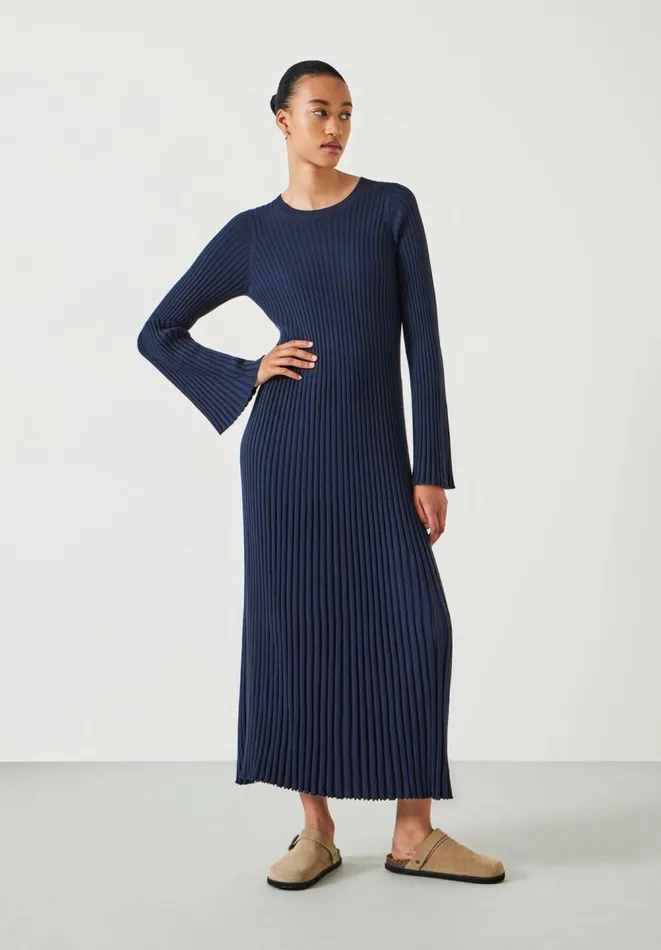 Hush Dresses Women Penny Crew Neck Ribbed Knitted Dress Midnight Navy