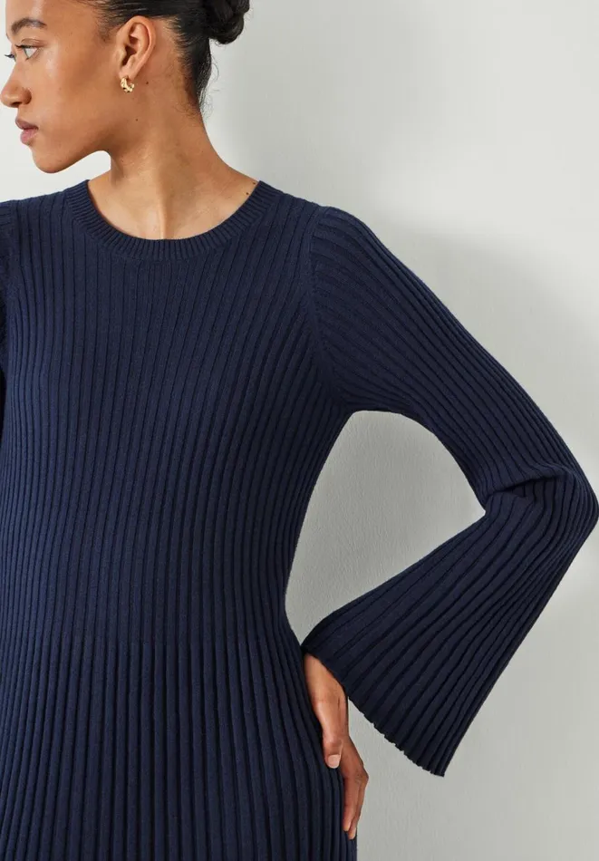 Hush Dresses Women Penny Crew Neck Ribbed Knitted Dress Midnight Navy Hush Dresses Women Penny Crew Neck Ribbed Knitted Dress Midnight Navy