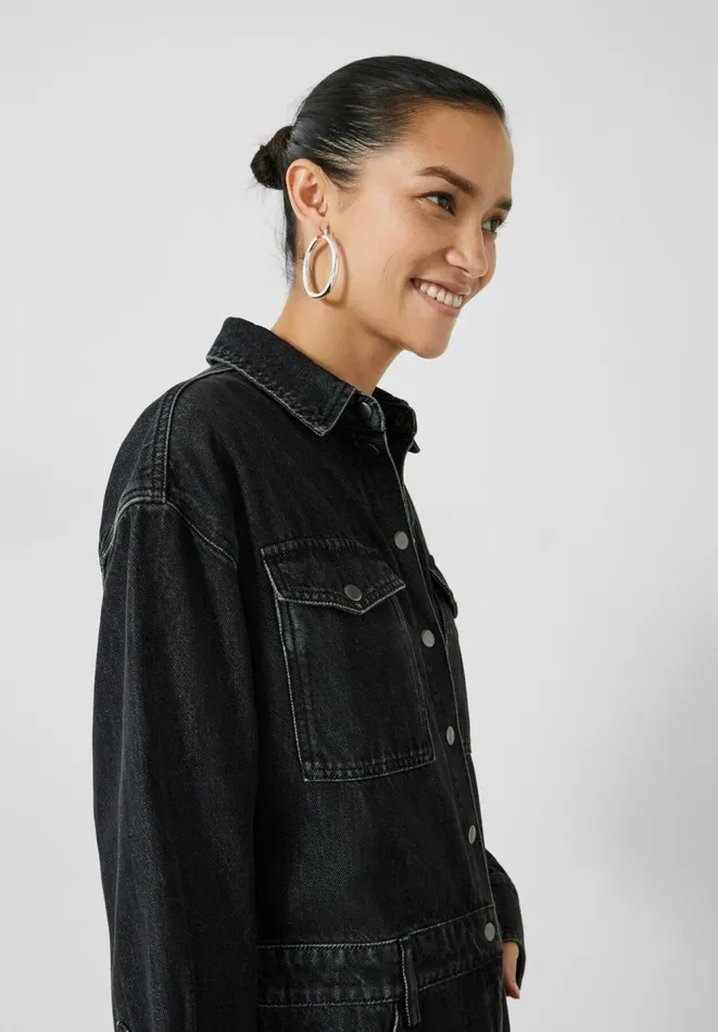 Hush Dresses Women Ria Knee Length Denim Dress Washed Black Hush Dresses Women Ria Knee Length Denim Dress Washed Black