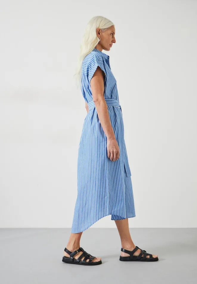 Hush Dresses Women Romee Cotton Midi Shirt Dress Blue White Hush Dresses Women Romee Cotton Midi Shirt Dress Blue White