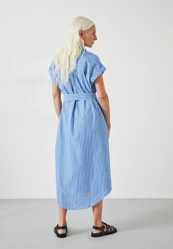 Hush Dresses Women Romee Cotton Midi Shirt Dress Blue White Hush Dresses Women Romee Cotton Midi Shirt Dress Blue White