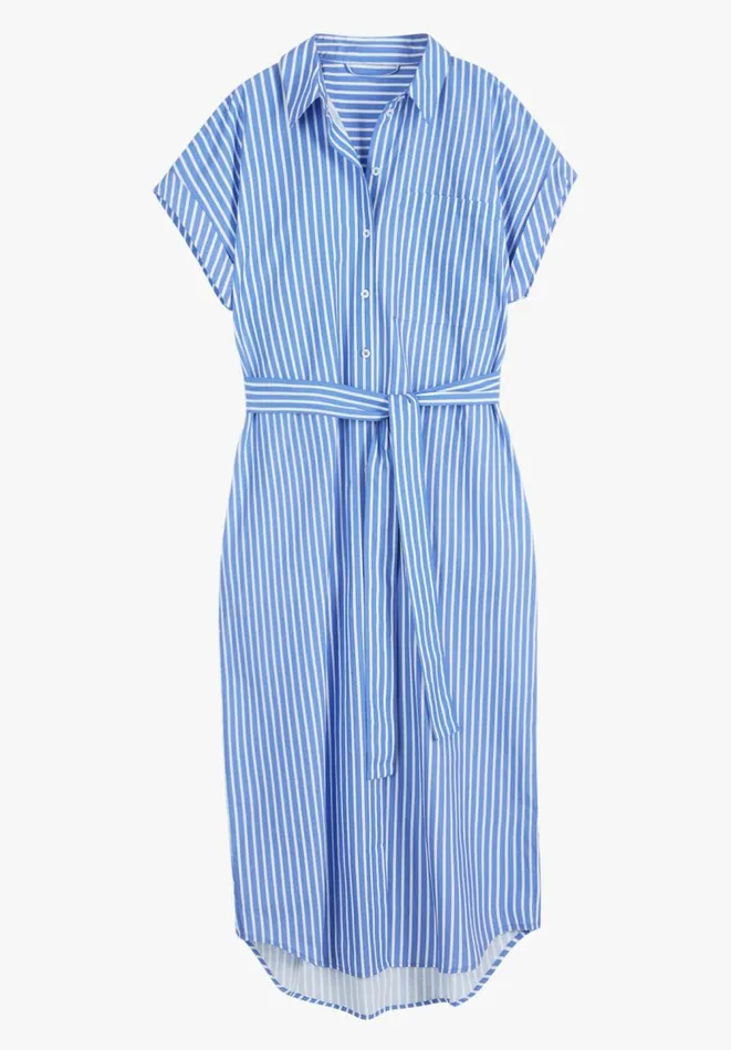 Hush Dresses Women Romee Cotton Midi Shirt Dress Blue White Hush Dresses Women Romee Cotton Midi Shirt Dress Blue White