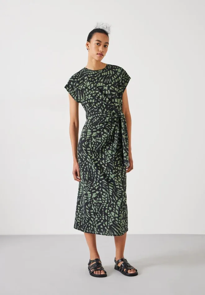 Hush Dresses Women Trinny Jersey Midi Dress Abstract Boho Charcoal