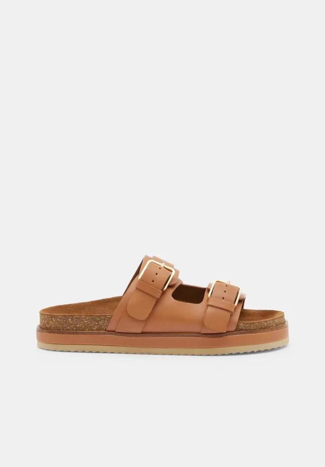 Hush Flats Women Bryson Buckle Slide Tan