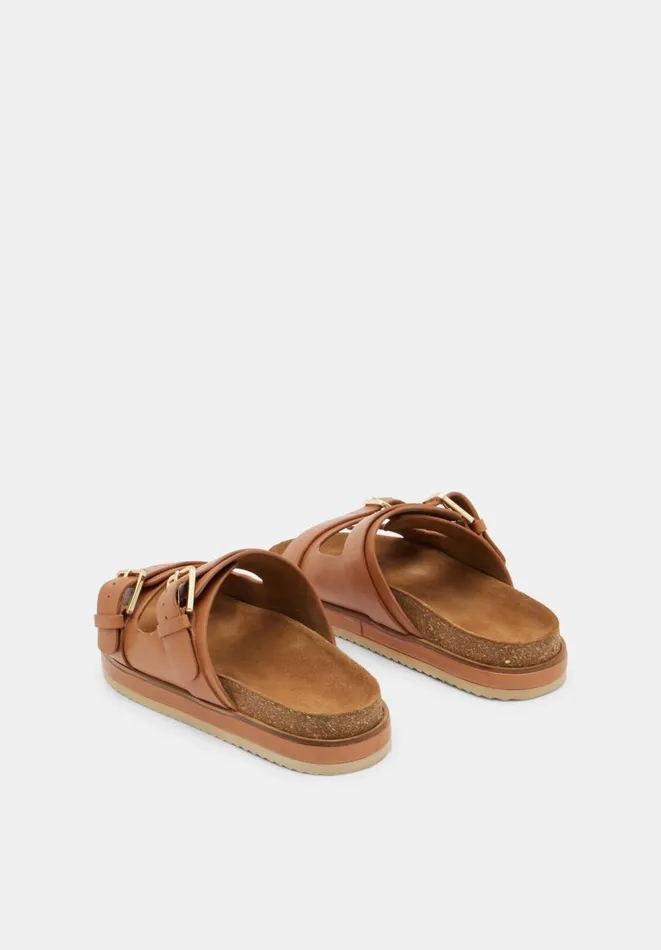 Hush Flats Women Bryson Buckle Slide Tan