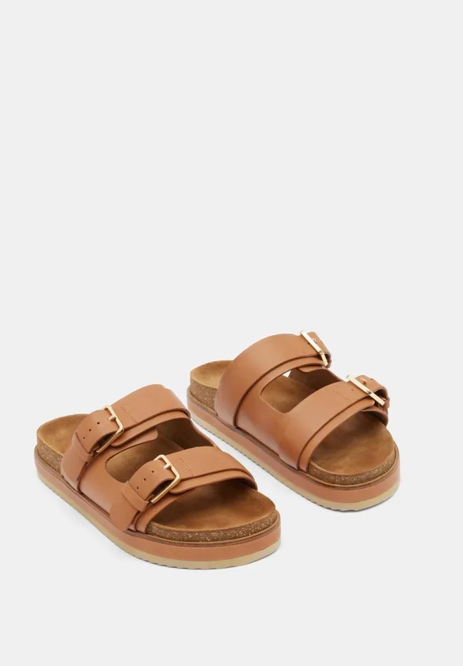 Hush Flats Women Bryson Buckle Slide Tan
