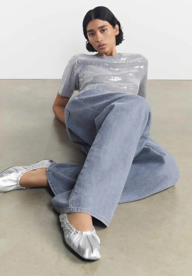 Hush Flats Women Ruby Ruched Leather Ballet Flats Silver Hush Flats Women Ruby Ruched Leather Ballet Flats Silver