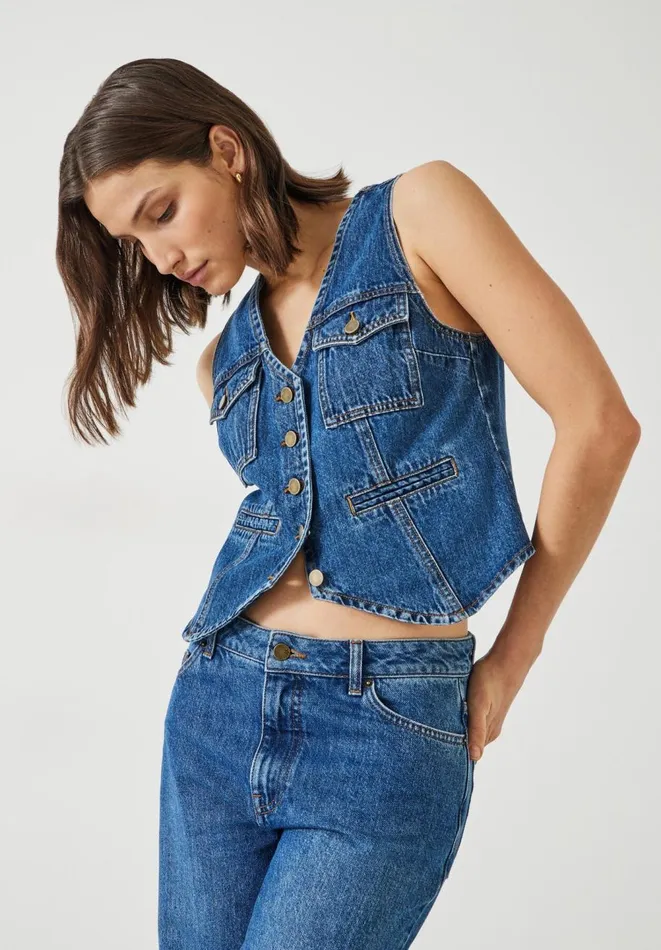 Hush Jackets and Coats Women Sarina Denim Waistcoat Mid Authentic