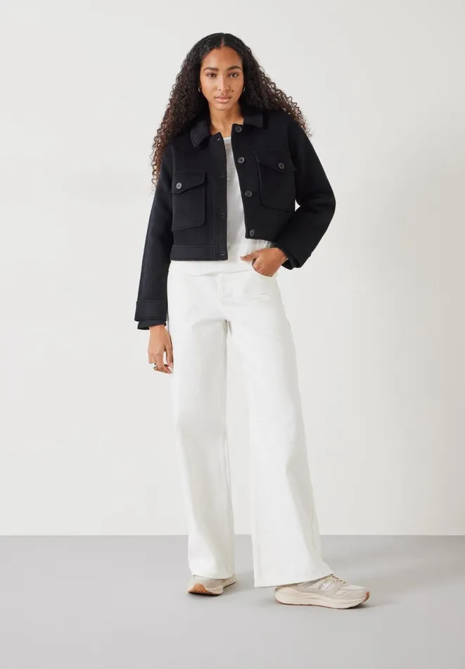 Hush Jackets and Coats Women Taylah Relaxed Cropped Wool Jacket Black Hush Jackets and Coats Women Taylah Relaxed Cropped Wool Jacket Black