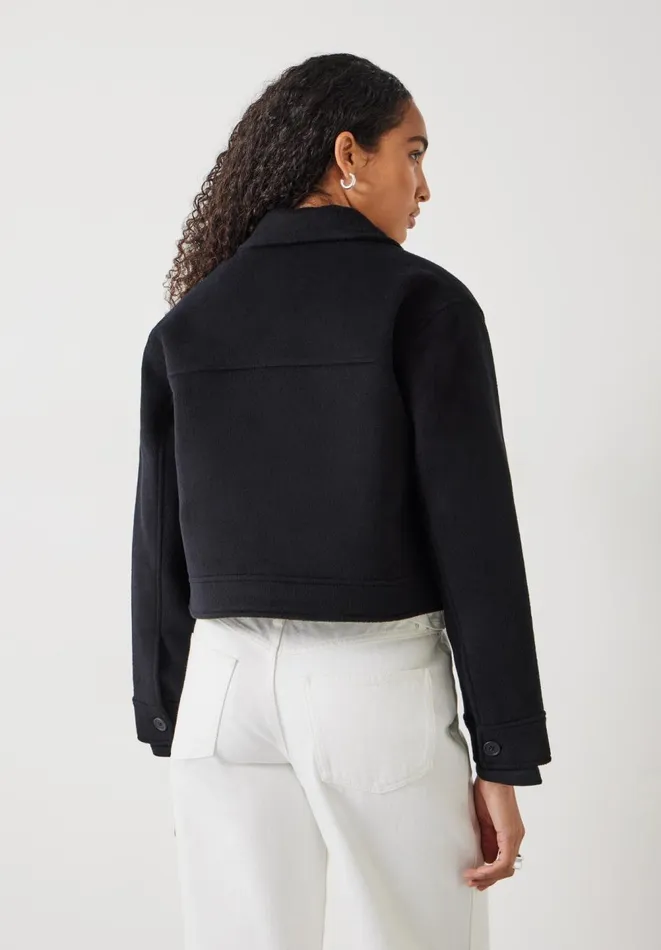 Hush Jackets and Coats Women Taylah Relaxed Cropped Wool Jacket Black Hush Jackets and Coats Women Taylah Relaxed Cropped Wool Jacket Black