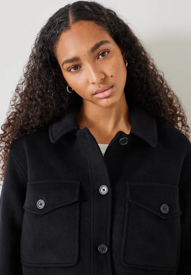 Hush Jackets and Coats Women Taylah Relaxed Cropped Wool Jacket Black Hush Jackets and Coats Women Taylah Relaxed Cropped Wool Jacket Black