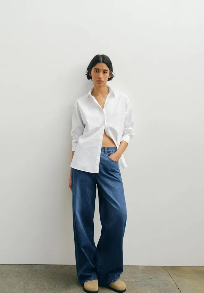 Hush Jeans Women Katie Oversized Straight Leg Jeans Mid Authentic Blue