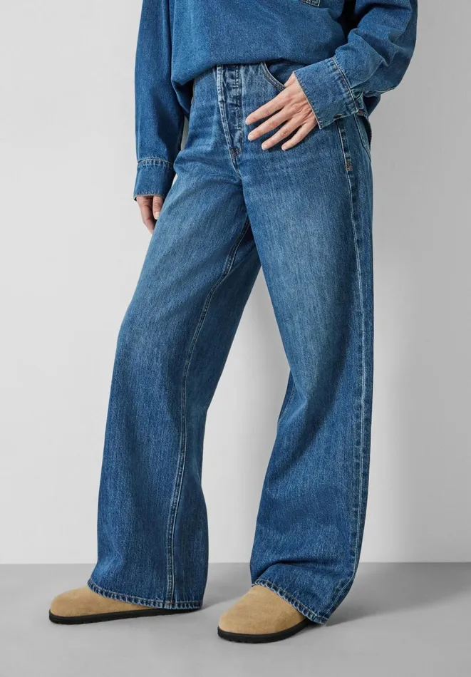 Hush Jeans Women Katie Oversized Straight Leg Jeans Mid Authentic Blue