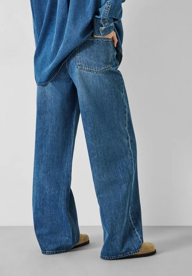 Hush Jeans Women Katie Oversized Straight Leg Jeans Mid Authentic Blue