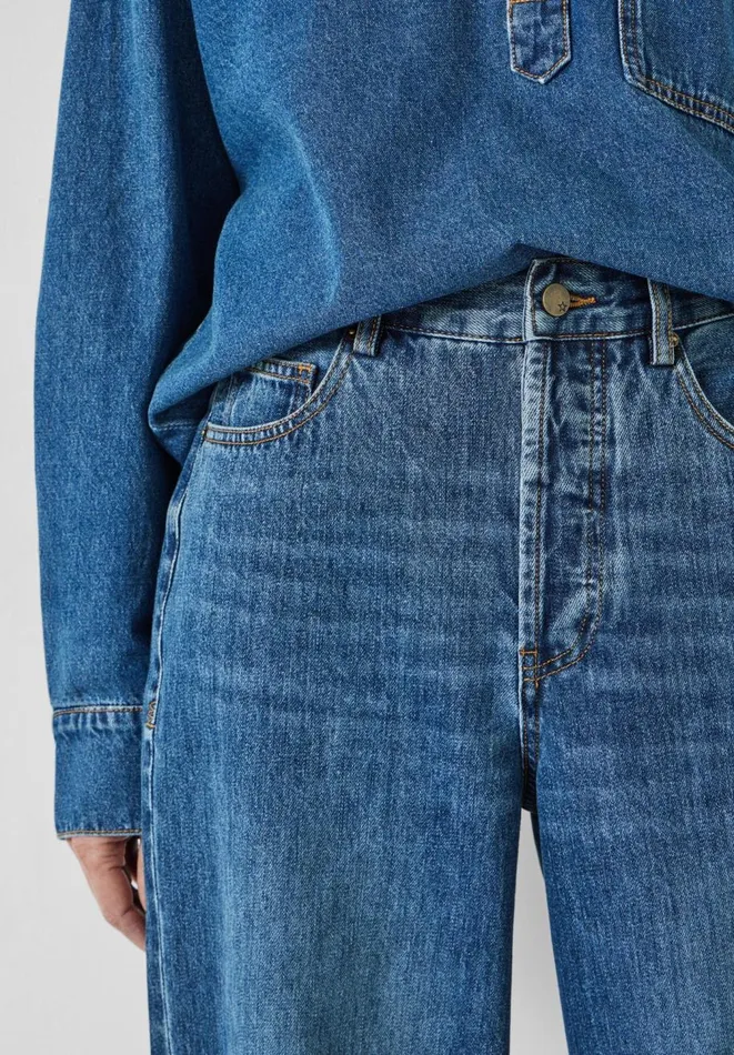 Hush Jeans Women Katie Oversized Straight Leg Jeans Mid Authentic Blue
