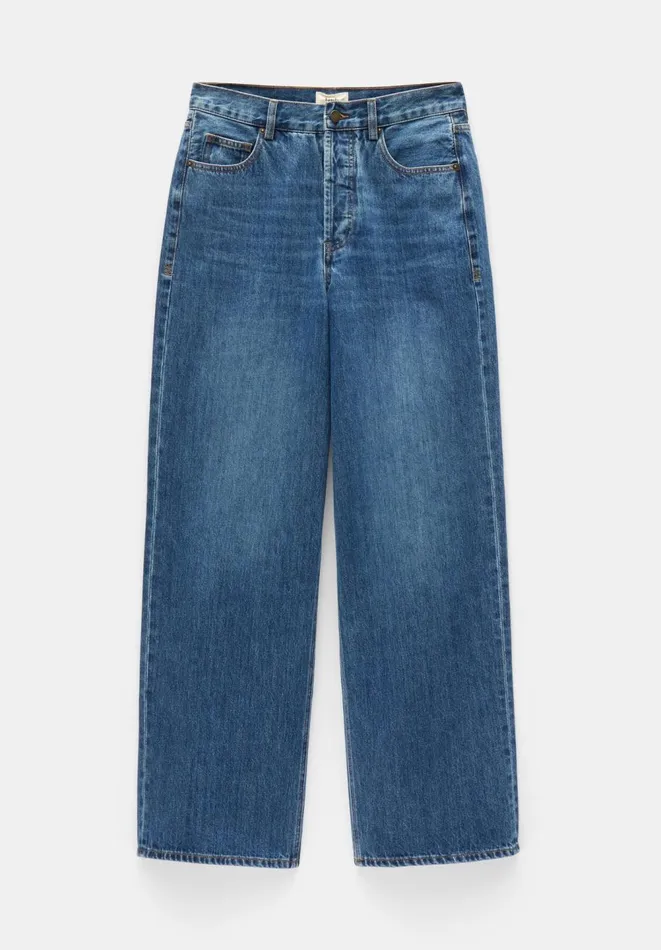 Hush Jeans Women Katie Oversized Straight Leg Jeans Mid Authentic Blue
