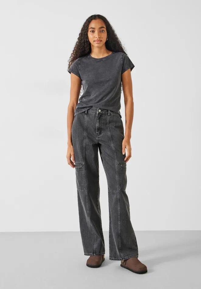 Hush Jeans Women Sara Cargo Jeans Washed Black