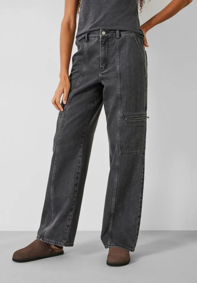 Hush Jeans Women Sara Cargo Jeans Washed Black