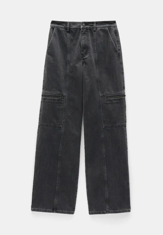 Hush Jeans Women Sara Cargo Jeans Washed Black