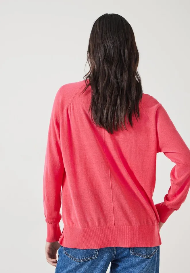 Hush Jumpers and Cardigans Women Cara Relaxed Fit Linen Lightweight Jumper Pink Rouge