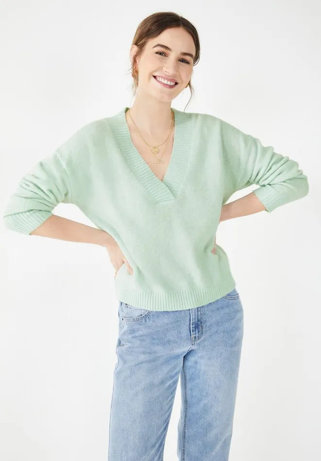 Hush Jumpers and Cardigans Women Fleur Cropped Jumper Duck Egg Grey