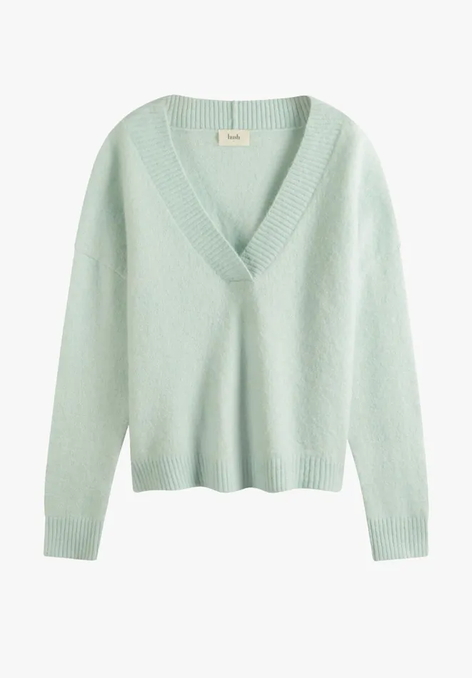 Hush Jumpers and Cardigans Women Fleur Cropped Jumper Duck Egg Grey Hush Jumpers and Cardigans Women Fleur Cropped Jumper Duck Egg Grey