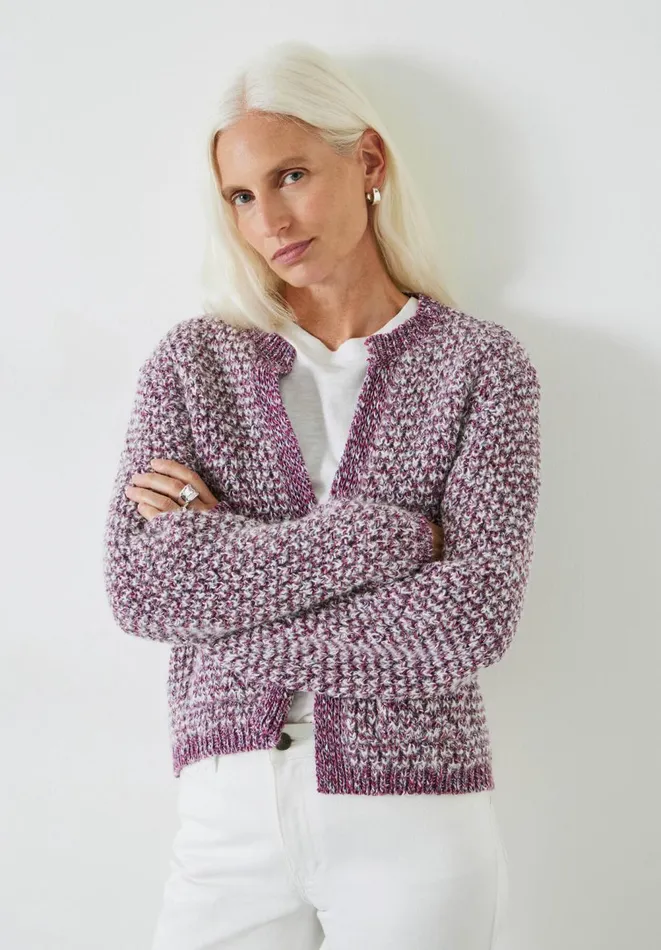 Hush Jumpers and Cardigans Women Girija Textured Stitch Knitted Cardigan Berry Multi