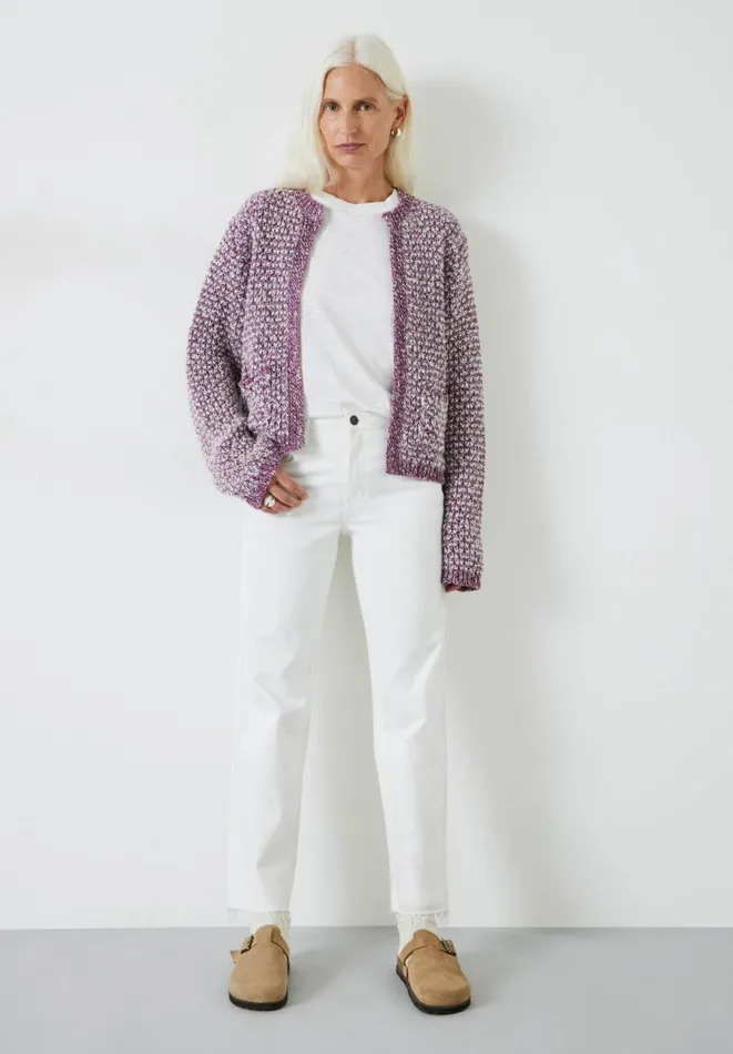 Hush Jumpers and Cardigans Women Girija Textured Stitch Knitted Cardigan Berry Multi